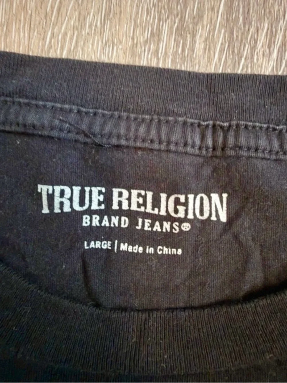 True Religion Black Embossed Logo Crewneck Tee